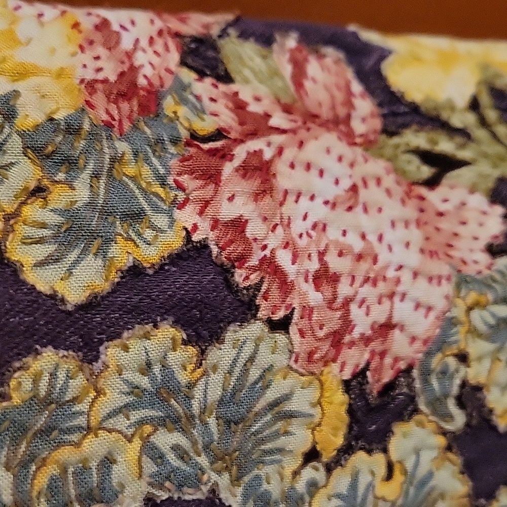 HAND CRAFTED Jeans UPCYCLED Purple Denim Embroidery Floral Applique Size 12 - Picture 12 of 17
